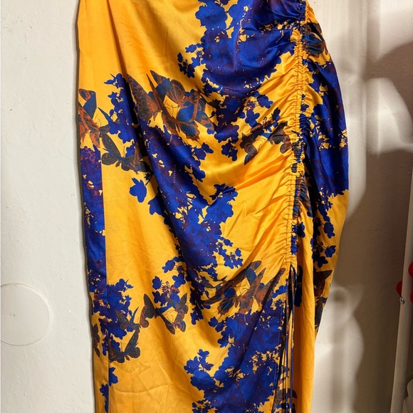 All Saints Asymmetrical Yellow and Blue Floral Skirt - Picture 2 of 7